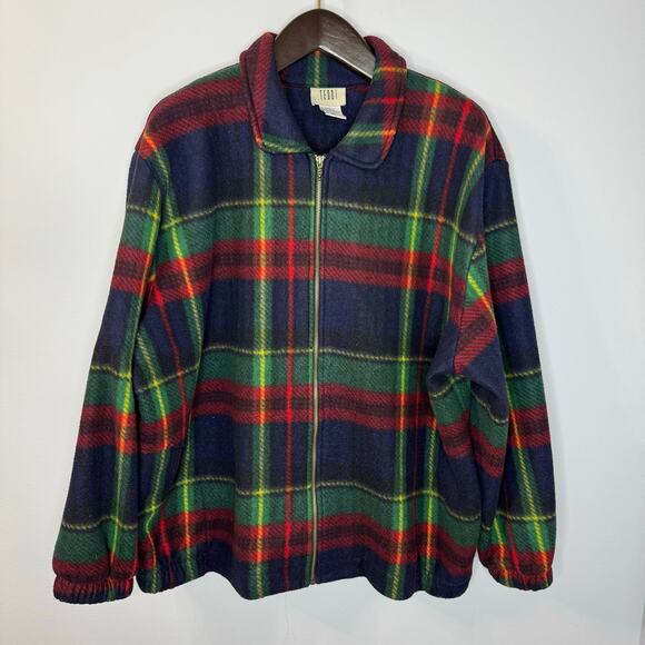 Teddi Jackets & Blazers - Vintage Teddi Full Zip Fleece Plaid Multi Jacket Full Zip Women's 2X